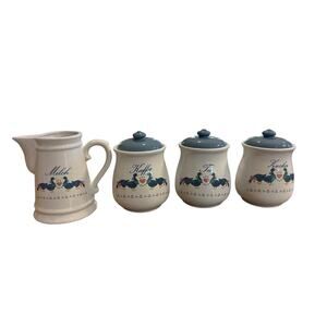 Vintage Goose Kitchen Canister Set Coffee Tea Sugar Milk Farm Country Germany